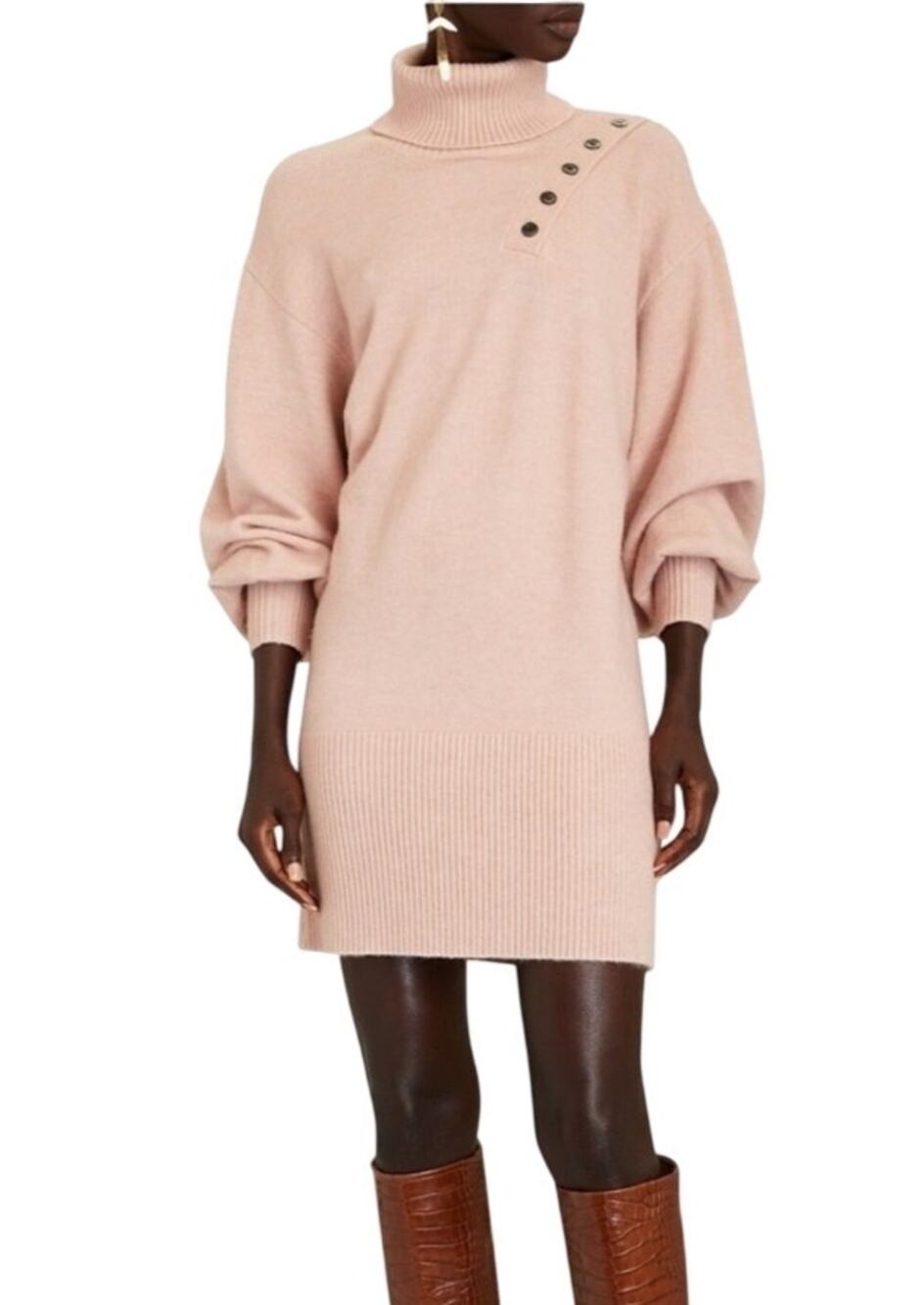 Marissa Webb Blake Mini Cashmere Blend Sweater Dress in Rosewood, S